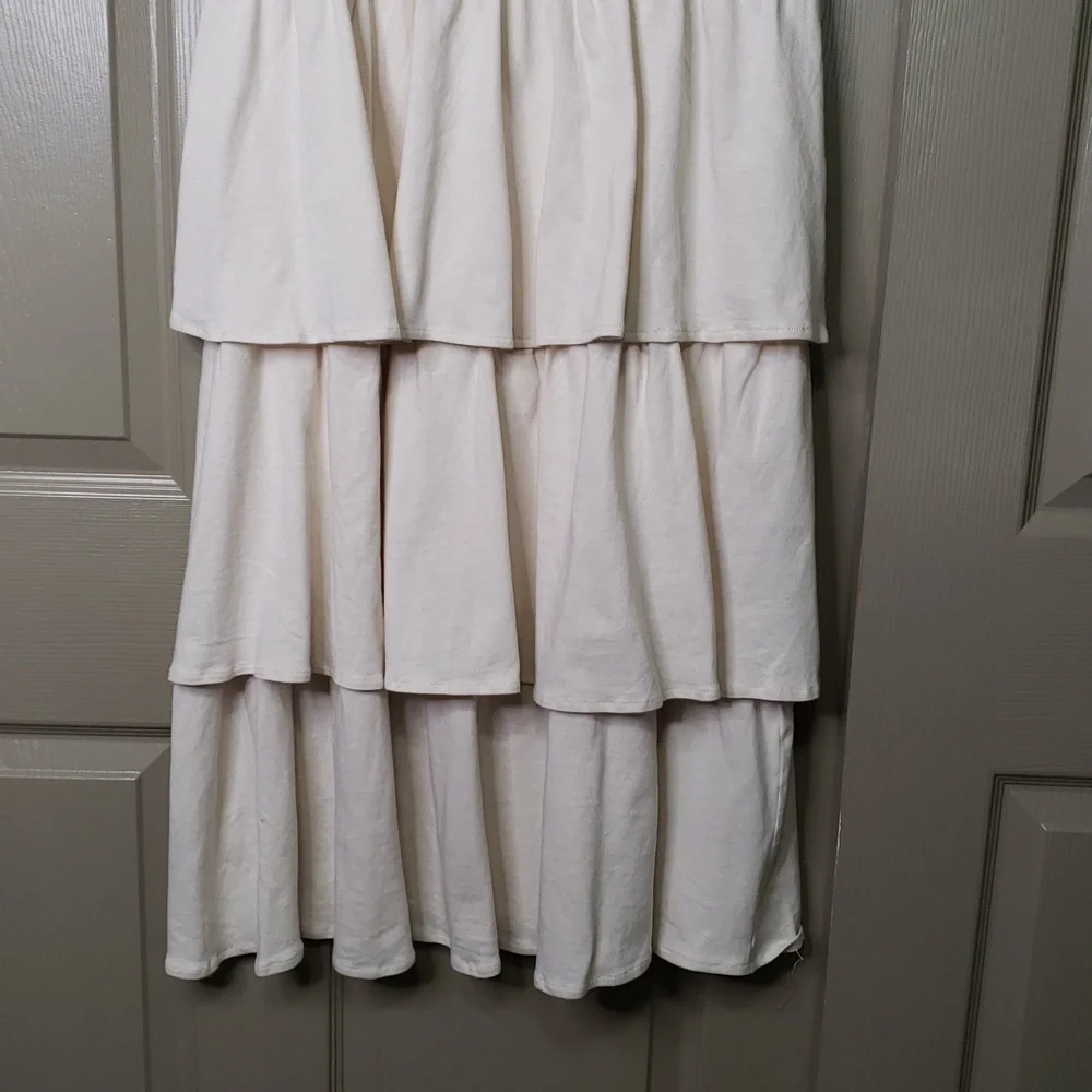 Zara Cream Tiered Midi Dress NWOT - Picture 3 of 6